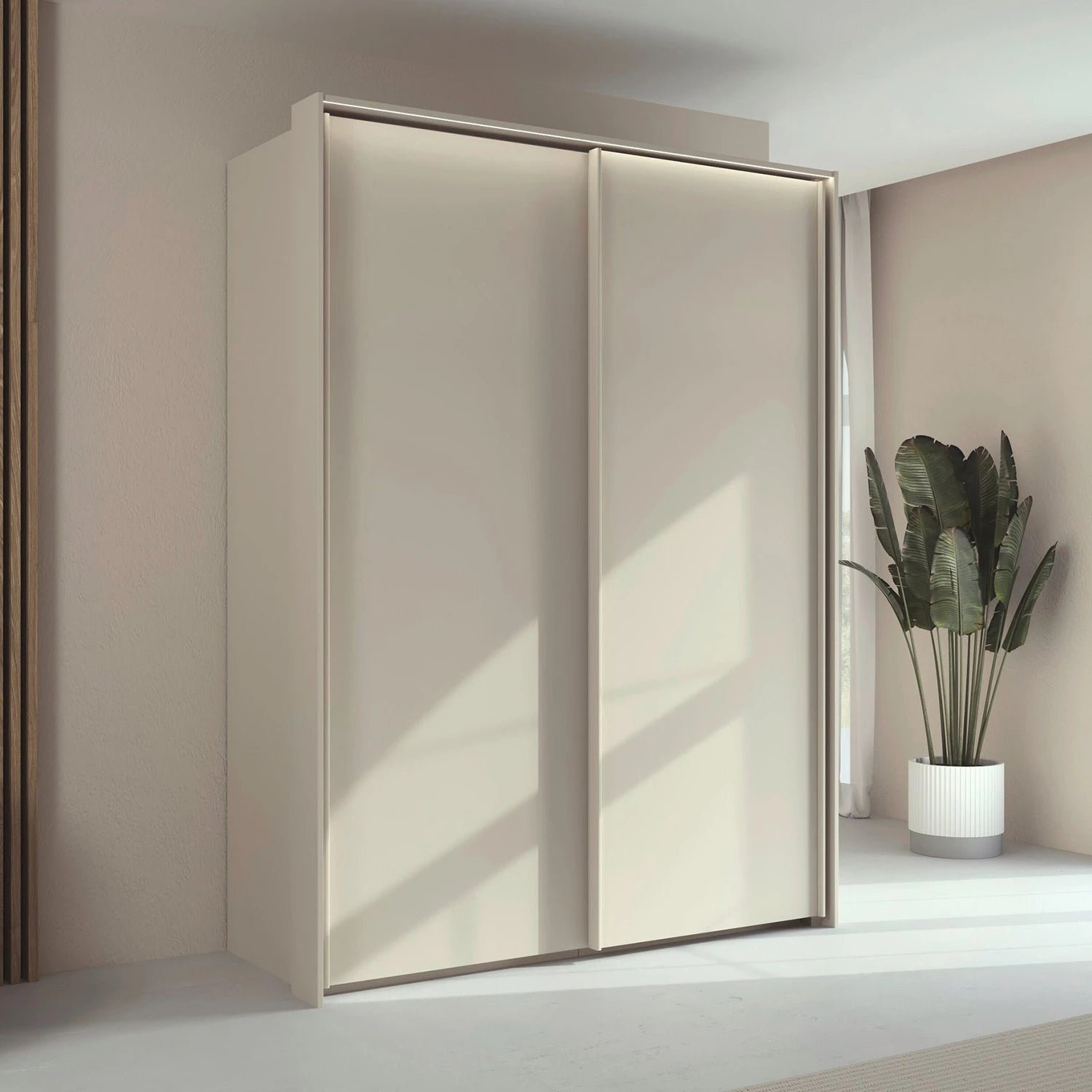 Rauch Taro 2 Door Sliding Wardrobe in Champagne finish  with Passepartout Frame