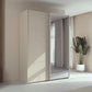 Rauch Taro 2 Door 1 Mirror Door Sliding Wardrobe in Champagne finish styled in a modern bedroom