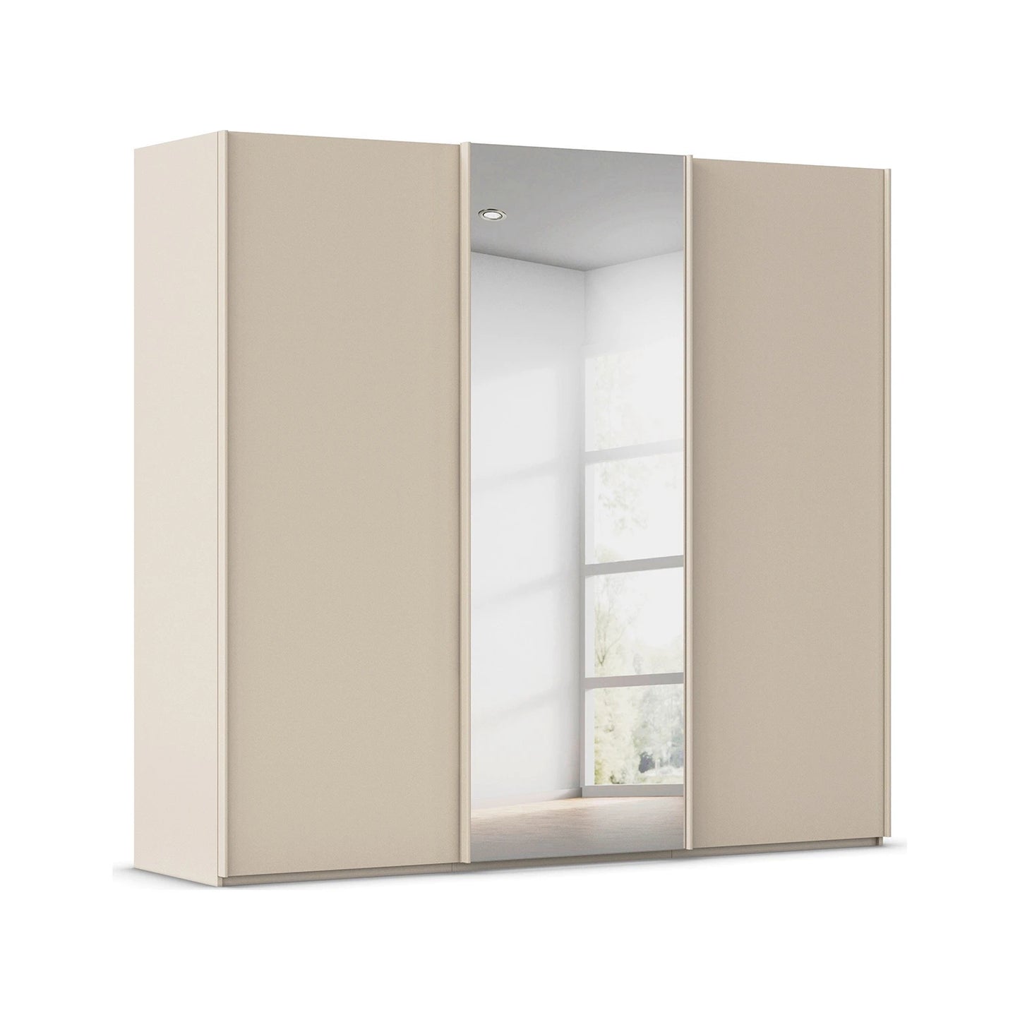 Rauch Tara 3 Door Sliding Wardrobe in Champagne with central mirror door 