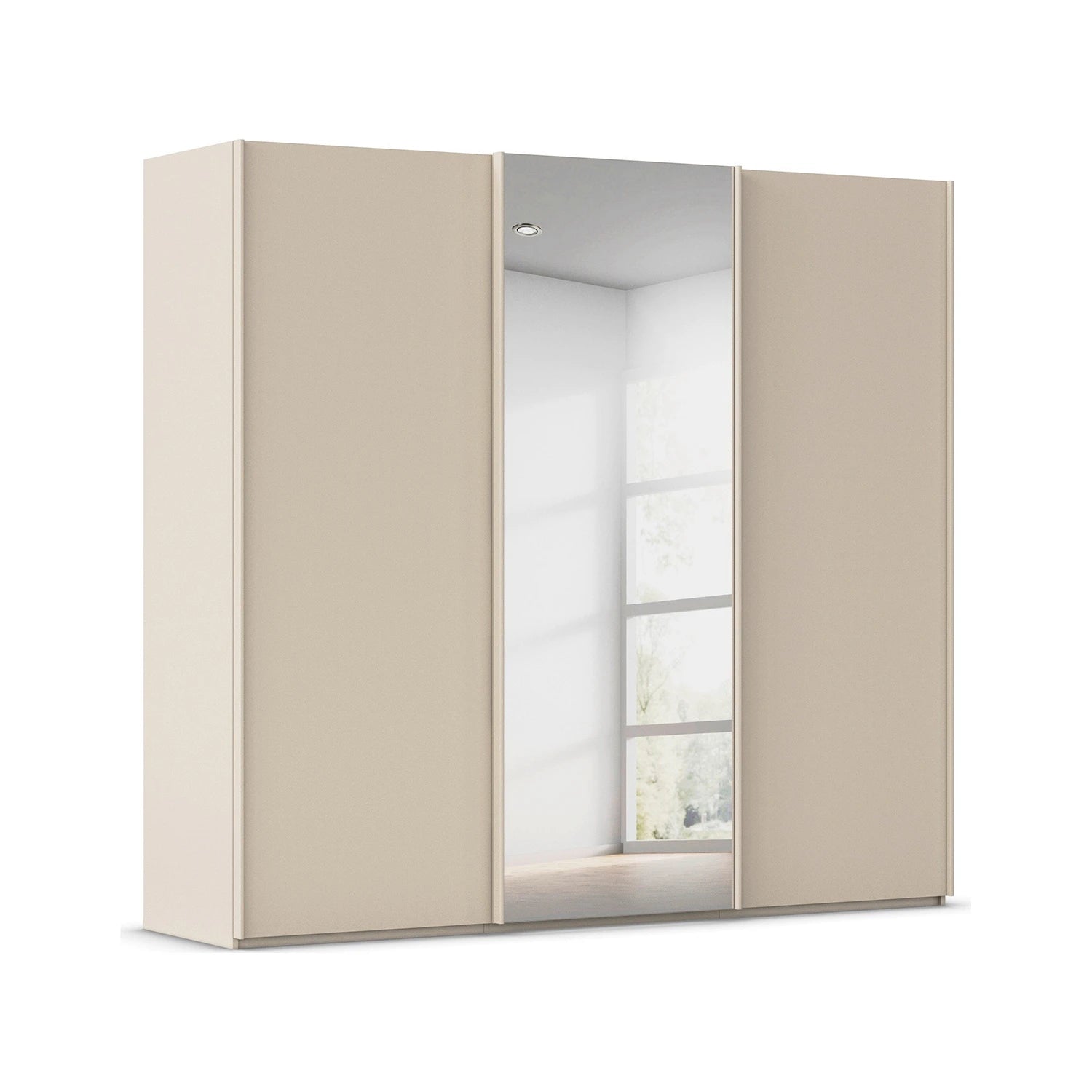 Rauch Tara 3 Door Sliding Wardrobe in Champagne with central mirror door 