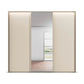 Rauch Tara 3 Door Sliding Wardrobe in Champagne with central mirror door with passepartout light frame - front view