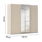 Rauch Tara 3 Door Sliding Wardrobe in Champagne with central mirror door - Dimensions