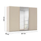 Rauch Tara 3 Door Sliding Wardrobe in Champagne with central mirror door - Dimensions