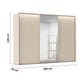 Rauch Tara 3 Door Sliding Wardrobe in Champagne with central mirror door with passepartout frame - Dimensions