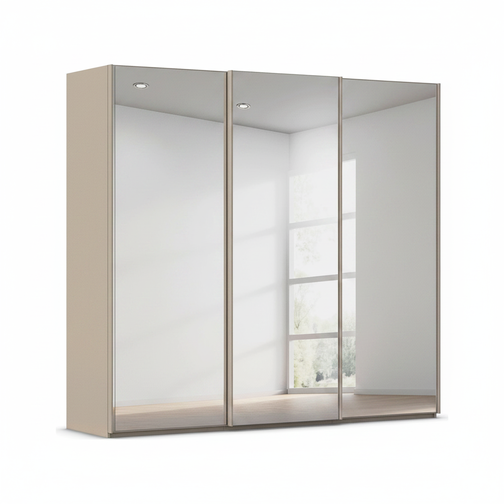 Rauch Taro 3 Door Full Mirror Sliding Wardrobe with Fango Carcase 