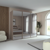 Rauch Taro 3 Door Full Mirror Sliding Wardrobe with Fango Carcase in modern bedroom