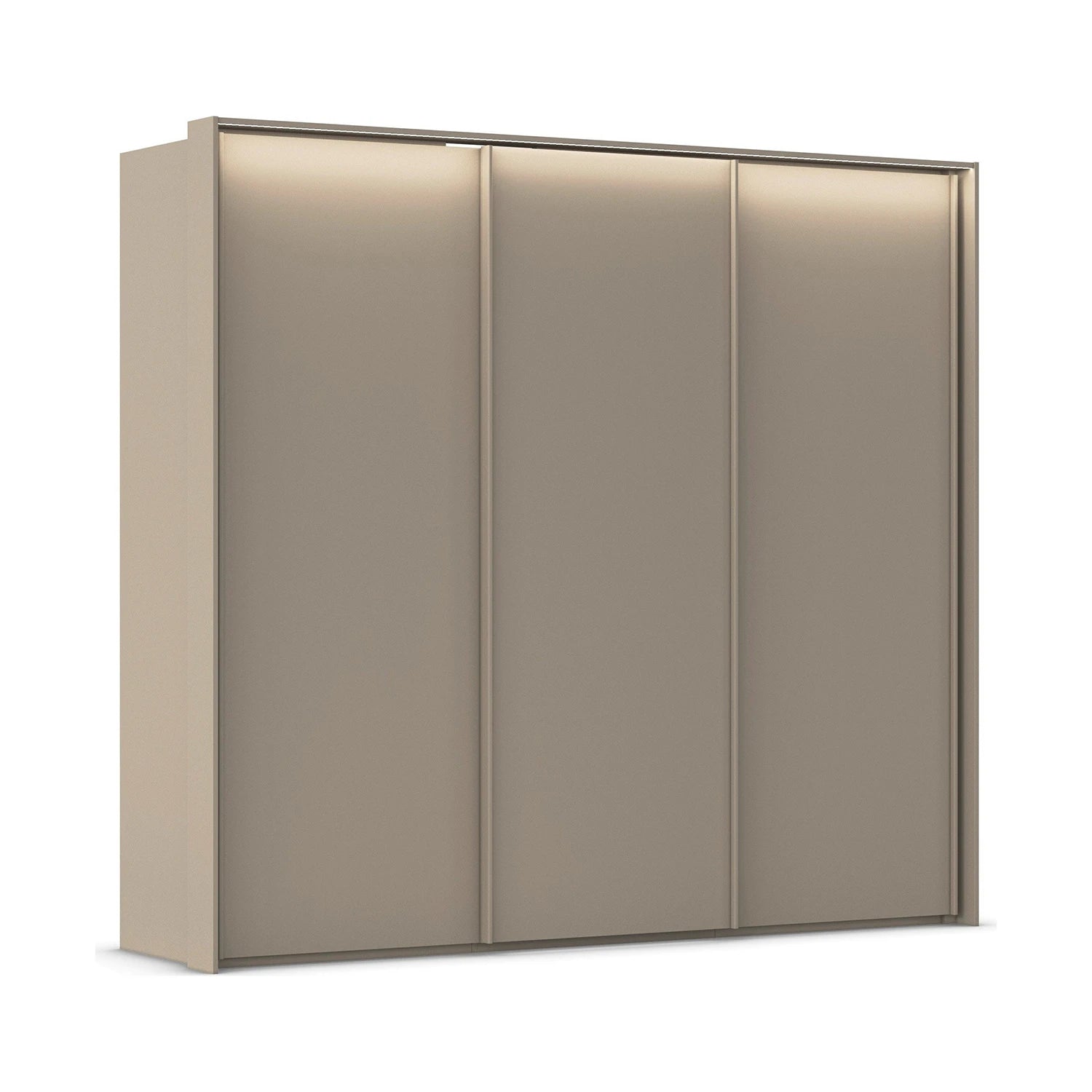 Rauch Taro 3 Door Sliding Wardrobe in Fango finish with passepartout light frame