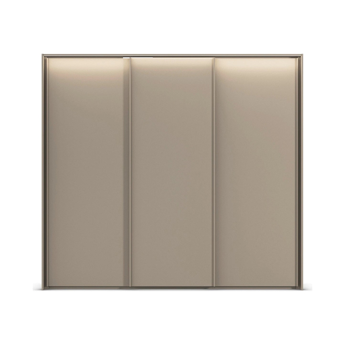Rauch Taro 3 Door Sliding Wardrobe in Fango finish with passepartout light frame front view