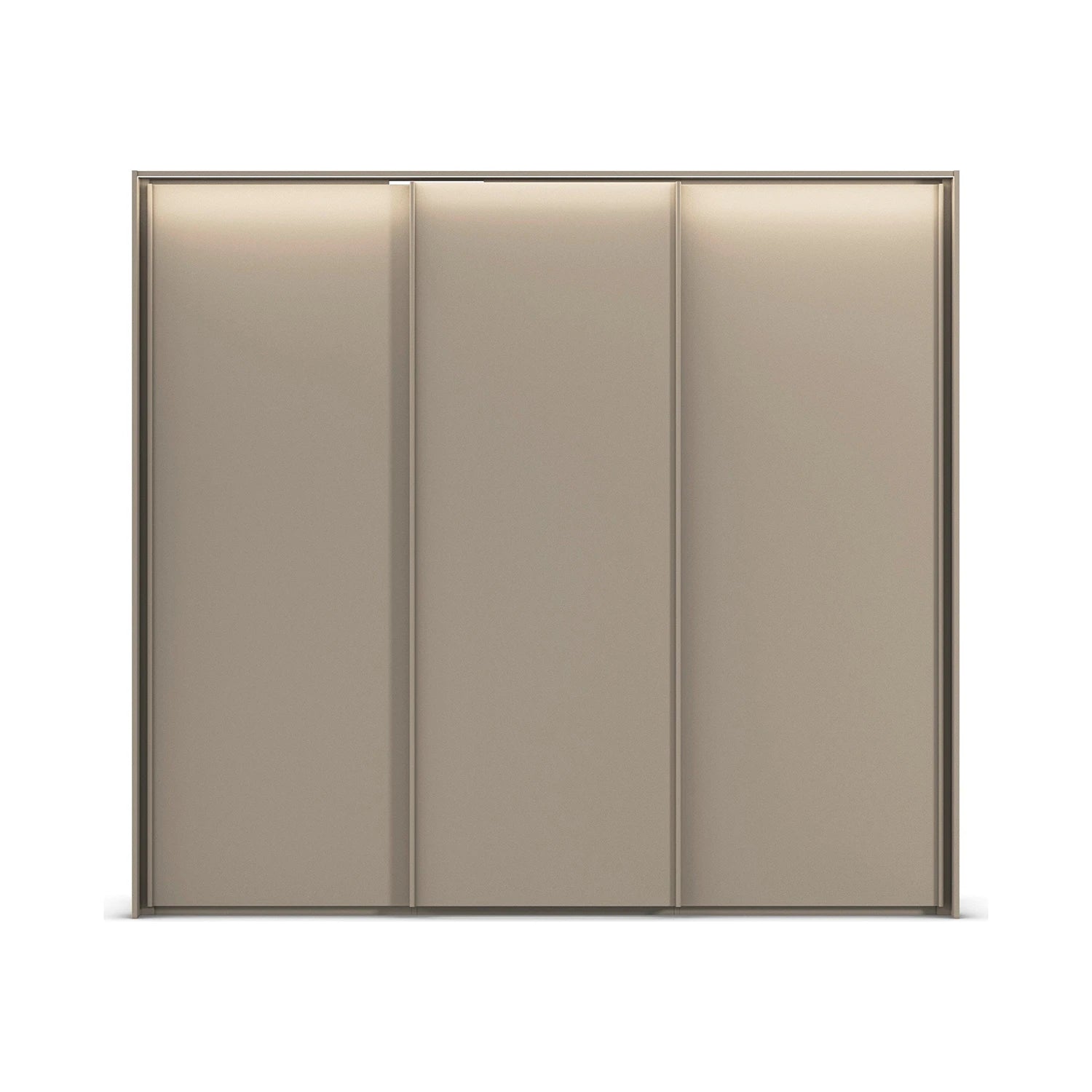 Rauch Taro 3 Door Sliding Wardrobe in Fango finish with passepartout light frame front view