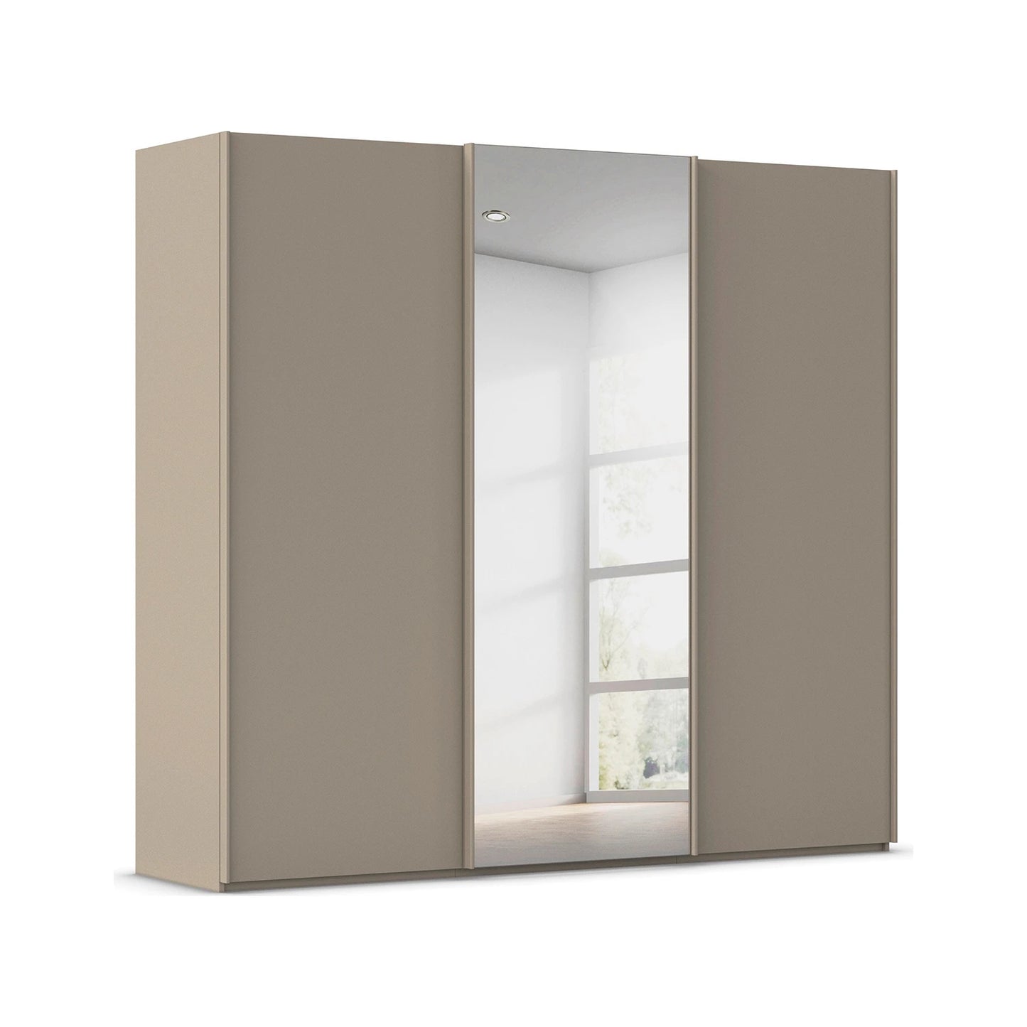 Rauch Tara 3 Door Sliding Wardrobe in Fango with central mirror door 
