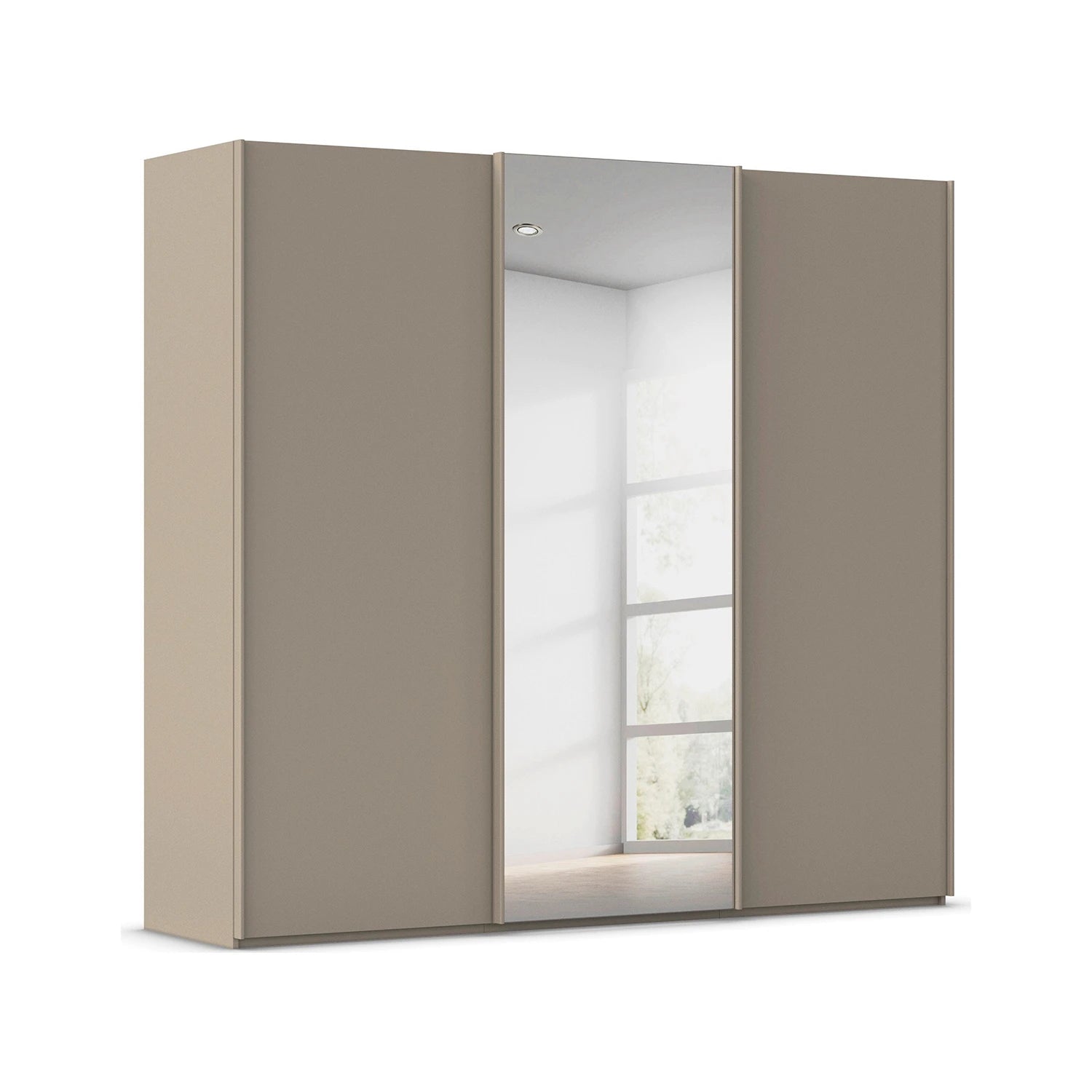 Rauch Tara 3 Door Sliding Wardrobe in Fango with central mirror door 
