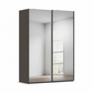 Rauch Taro 2 Door full mirror sliding wardrobe with Graphite Carcase double mirrored doors