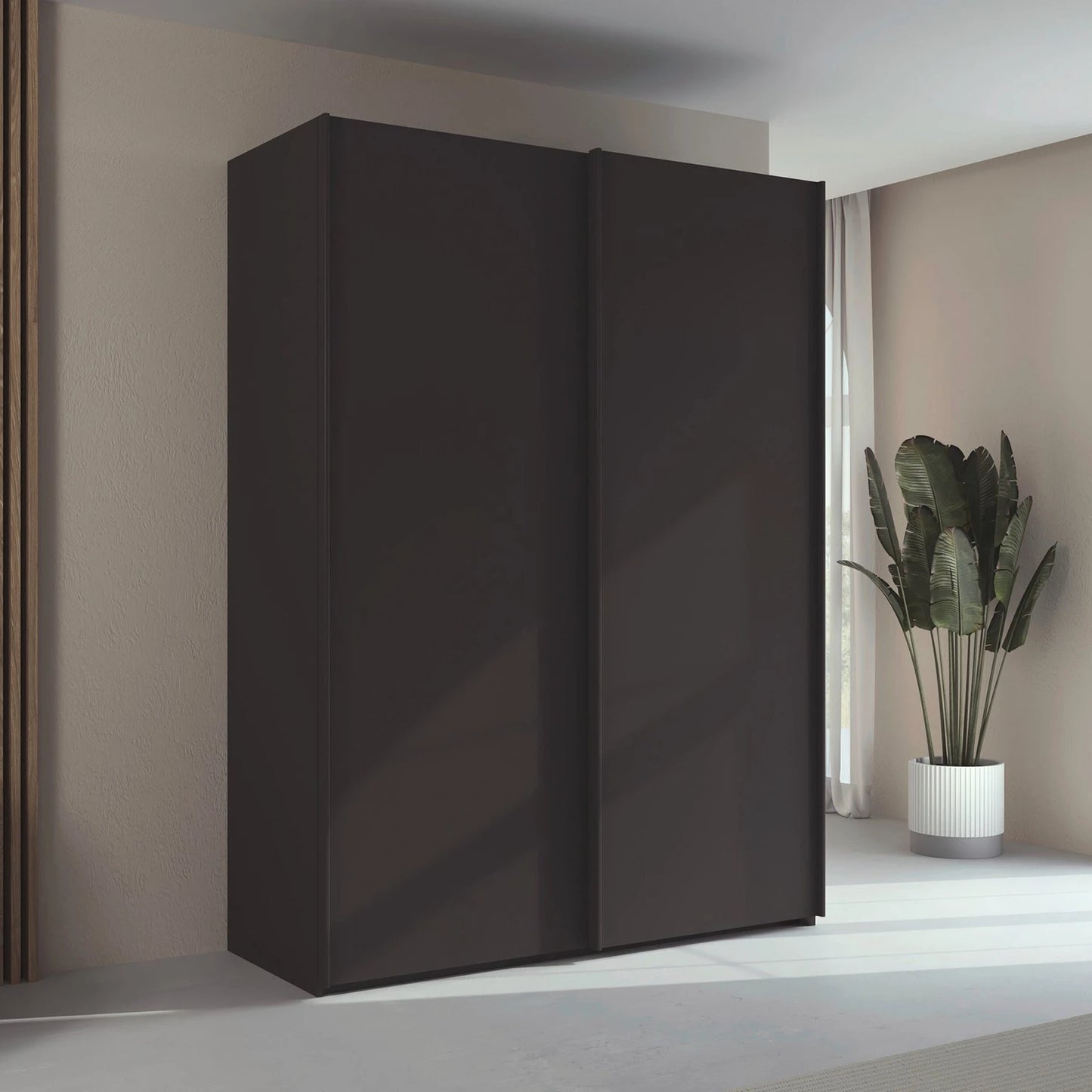 Rauch Taro 2 Door Sliding Wardrobe in Graphite finish modern bedroom
