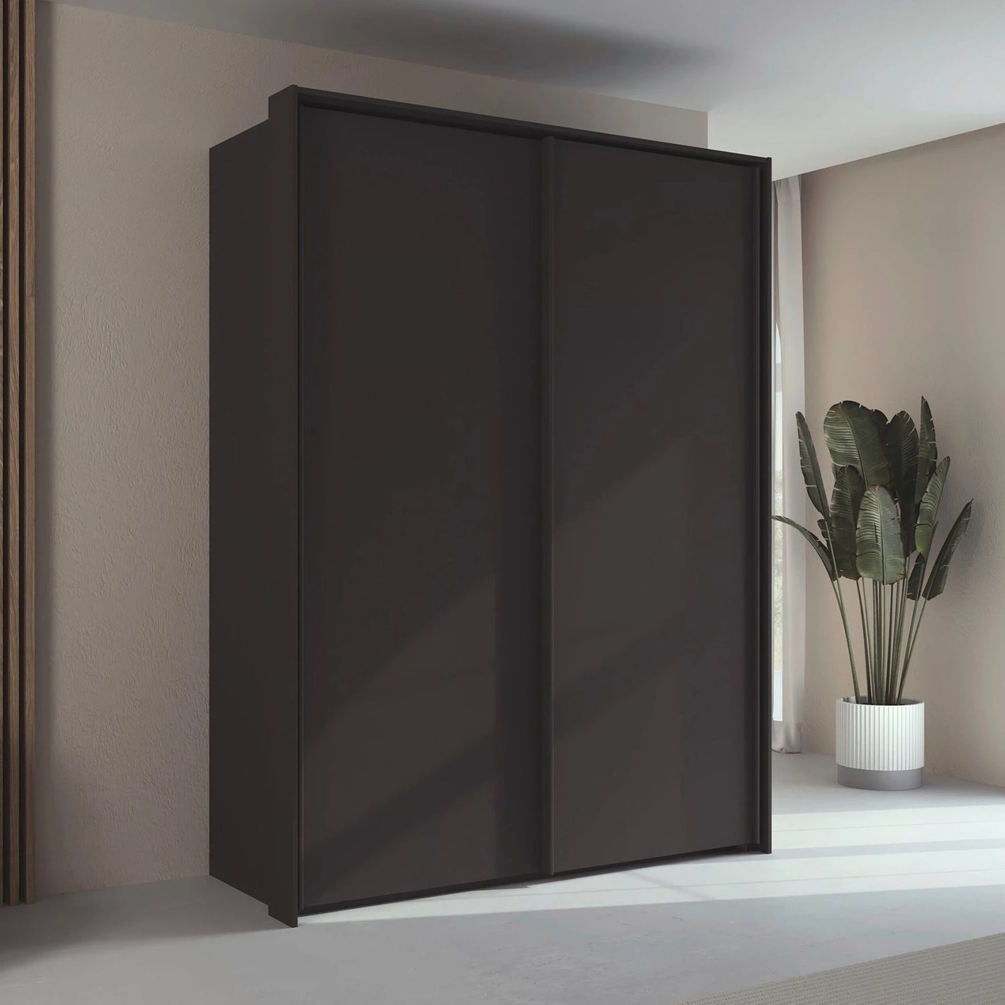 Rauch Taro 2 Door Sliding Wardrobe in Graphite with Passepartout Frame