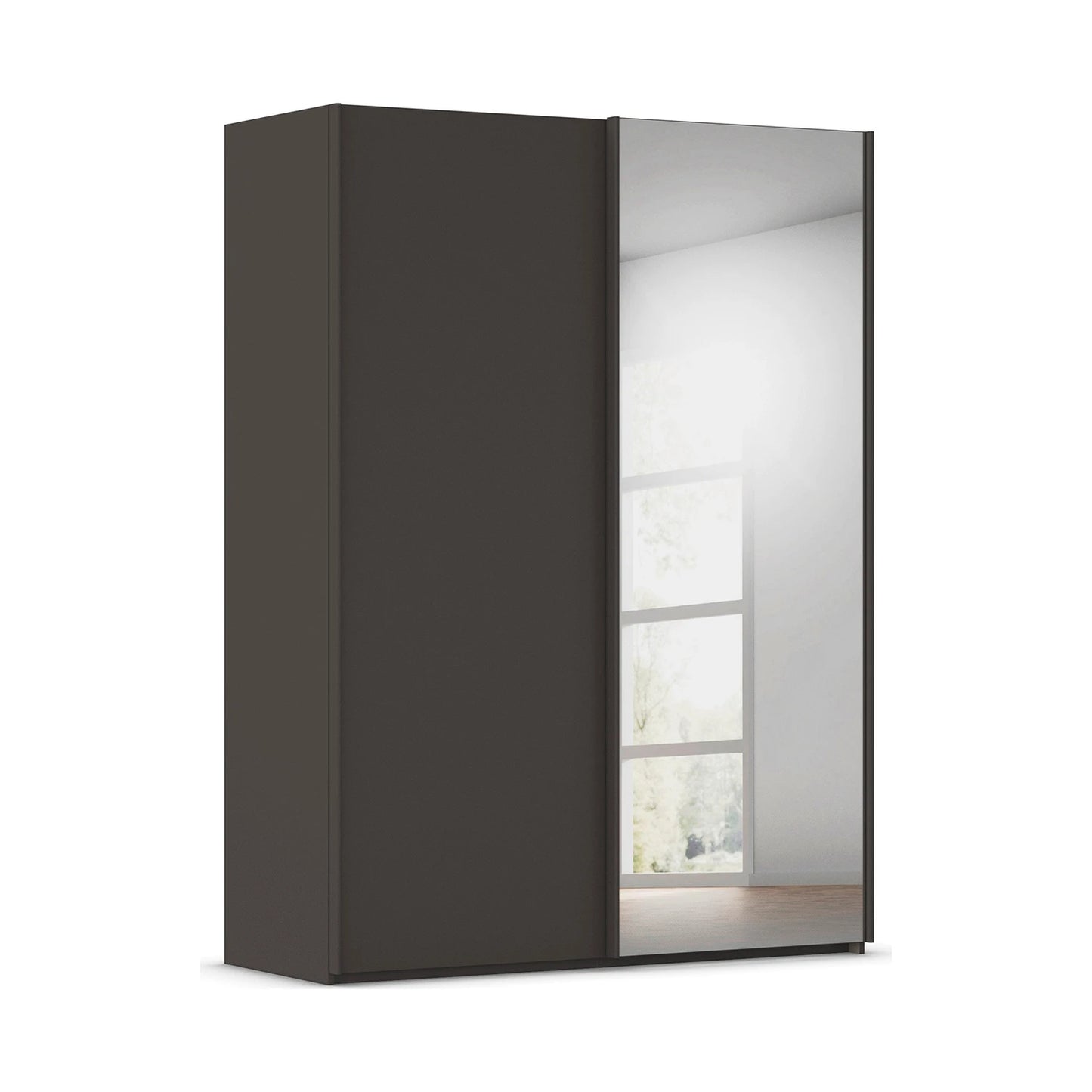 Rauch Taro 2 Door 1 Mirror Door Sliding Wardrobe in Graphite finish