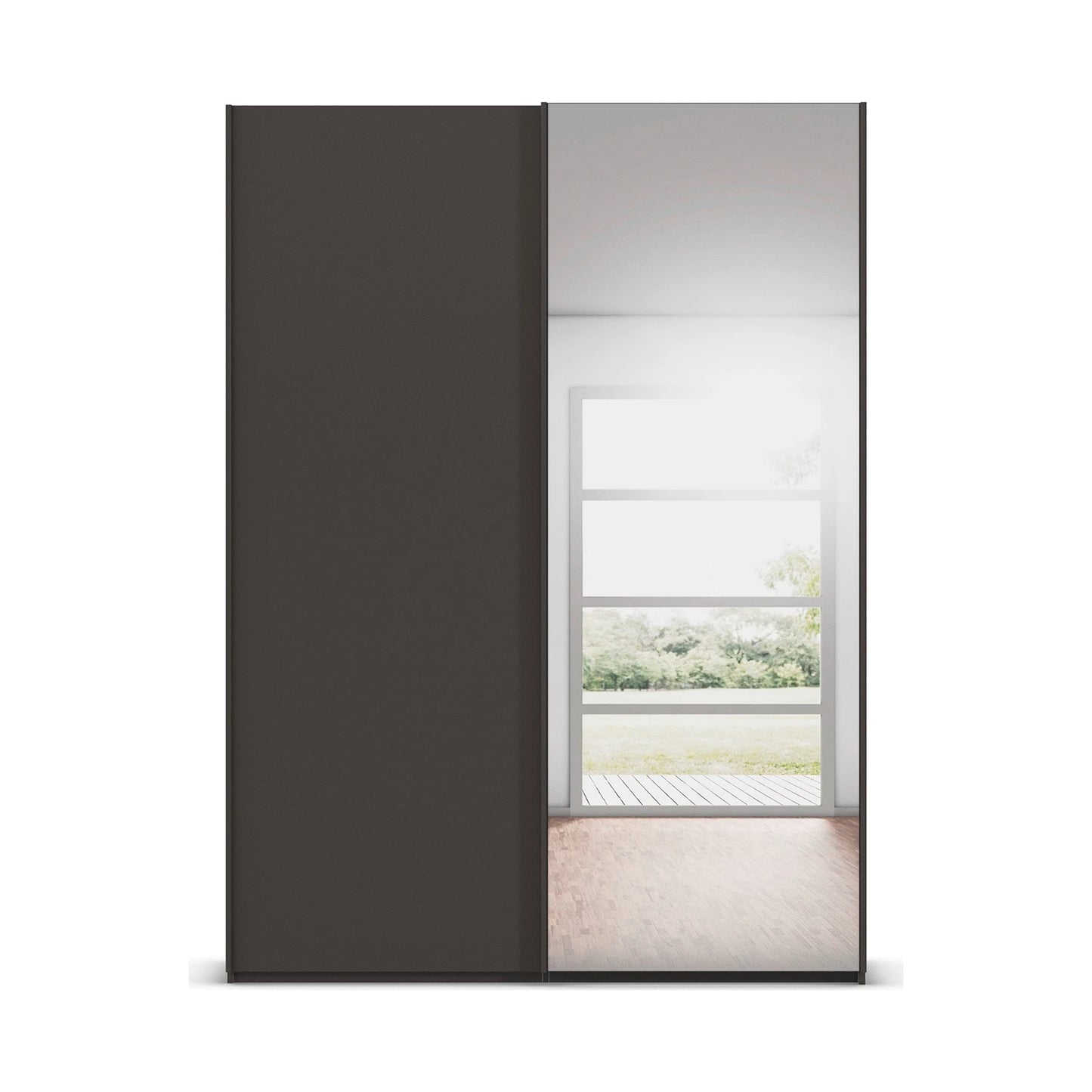 Rauch Taro 2 Door 1 Mirror Door Sliding Wardrobe in Graphite finish - Front view
