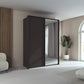 Rauch Taro 2 Door 1 Mirror Door Sliding Wardrobe in Graphite finish with passepartout frame styled in a modern bedroom