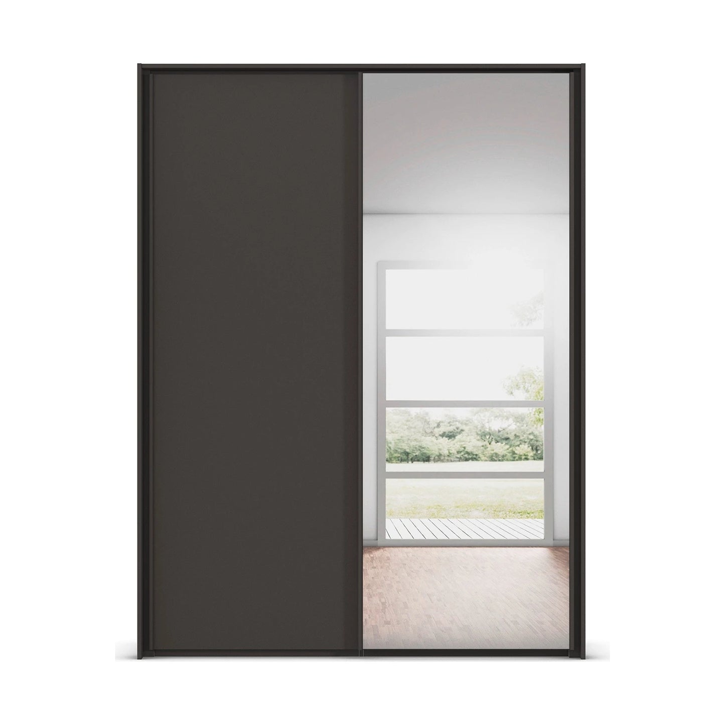 Rauch Taro 2 Door 1 Mirror Door Sliding Wardrobe in Graphite finish - front view