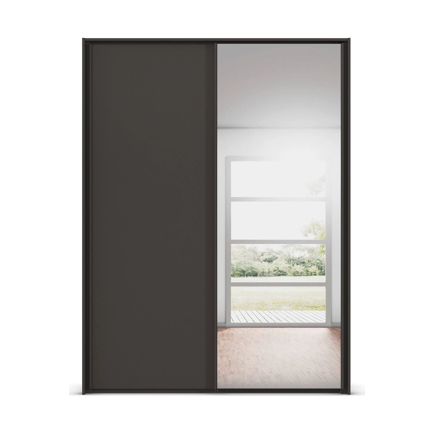 Rauch Taro 2 Door 1 Mirror Door Sliding Wardrobe in Graphite finish - front view