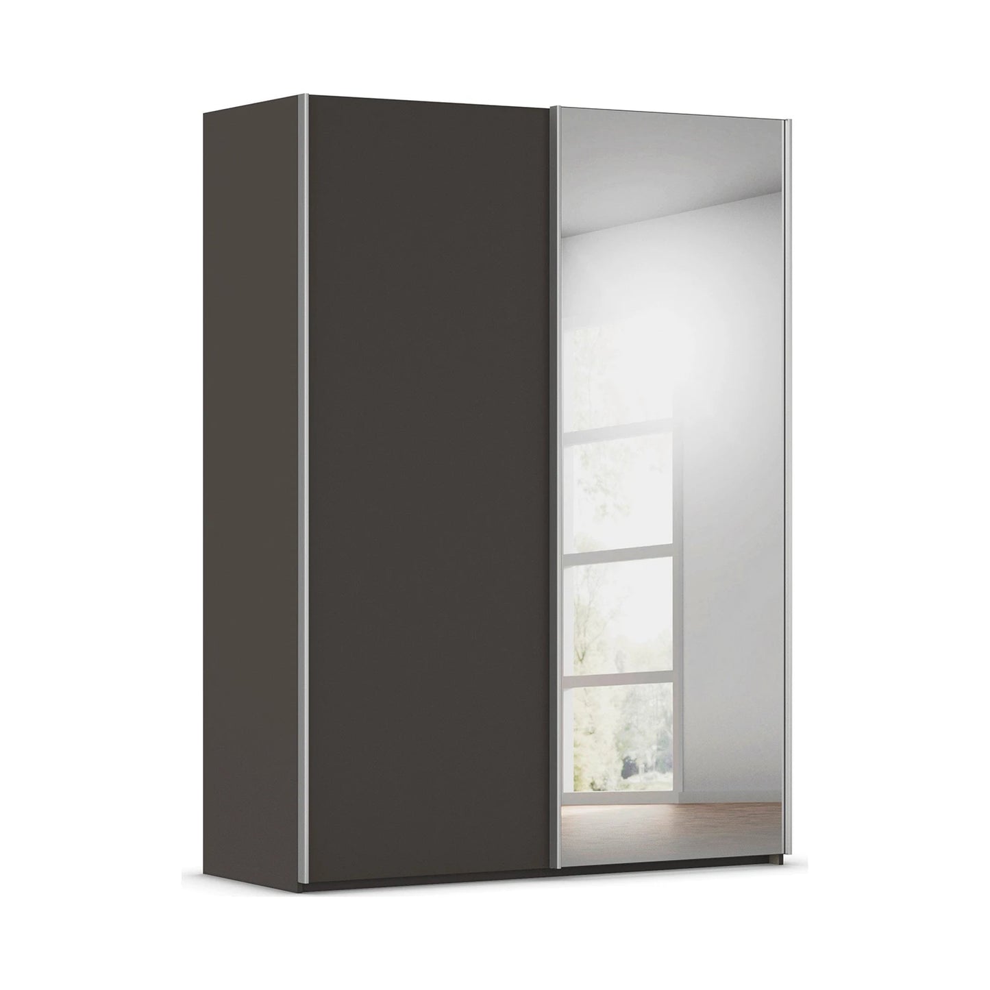 Rauch Taro 2 Door 1 Mirror Door Sliding Wardrobe in Graphite finish