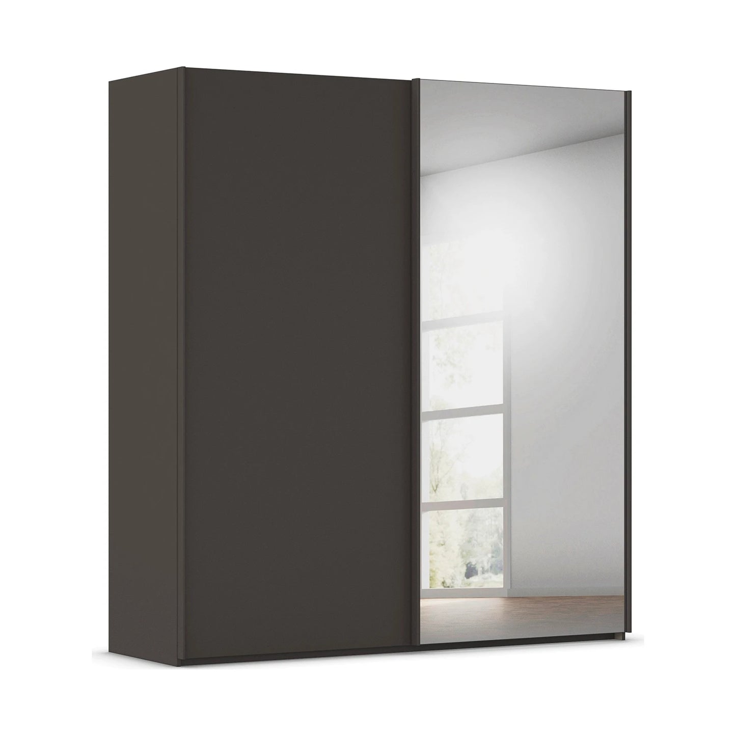 Rauch Taro 2 Door 1 Mirror Door Sliding Wardrobe in Graphite finish - side angle view