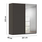 Rauch Taro 2 Door 1 Mirror Door Sliding Wardrobe in Graphite finish - Dimensions