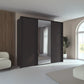 Rauch Tara 3 Door Sliding Wardrobe in Graphite with central mirror door with passepartout frame styled in a modern bedroom