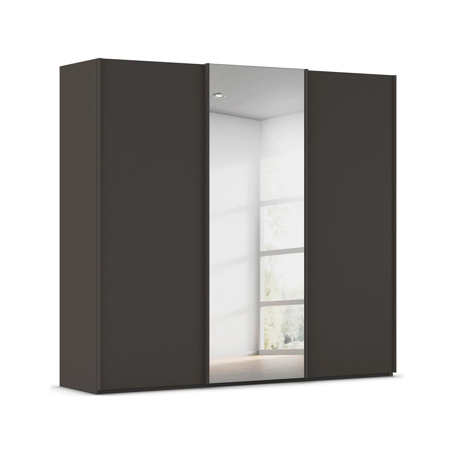 Rauch Tara 3 Door Sliding Wardrobe in Graphite with central mirror door