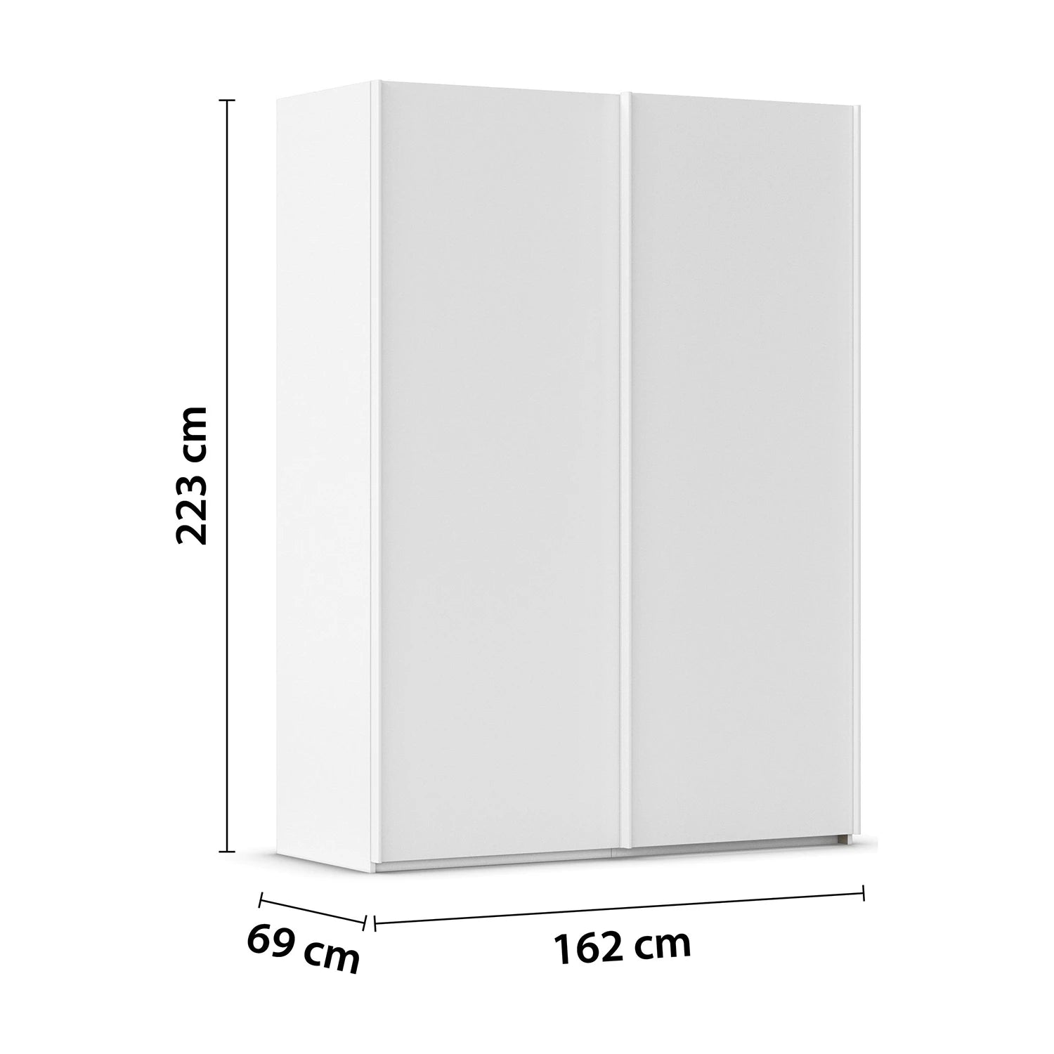 Rauch Taro 2 Door Sliding Wardrobe 160cm in Alpine White with Dimensions