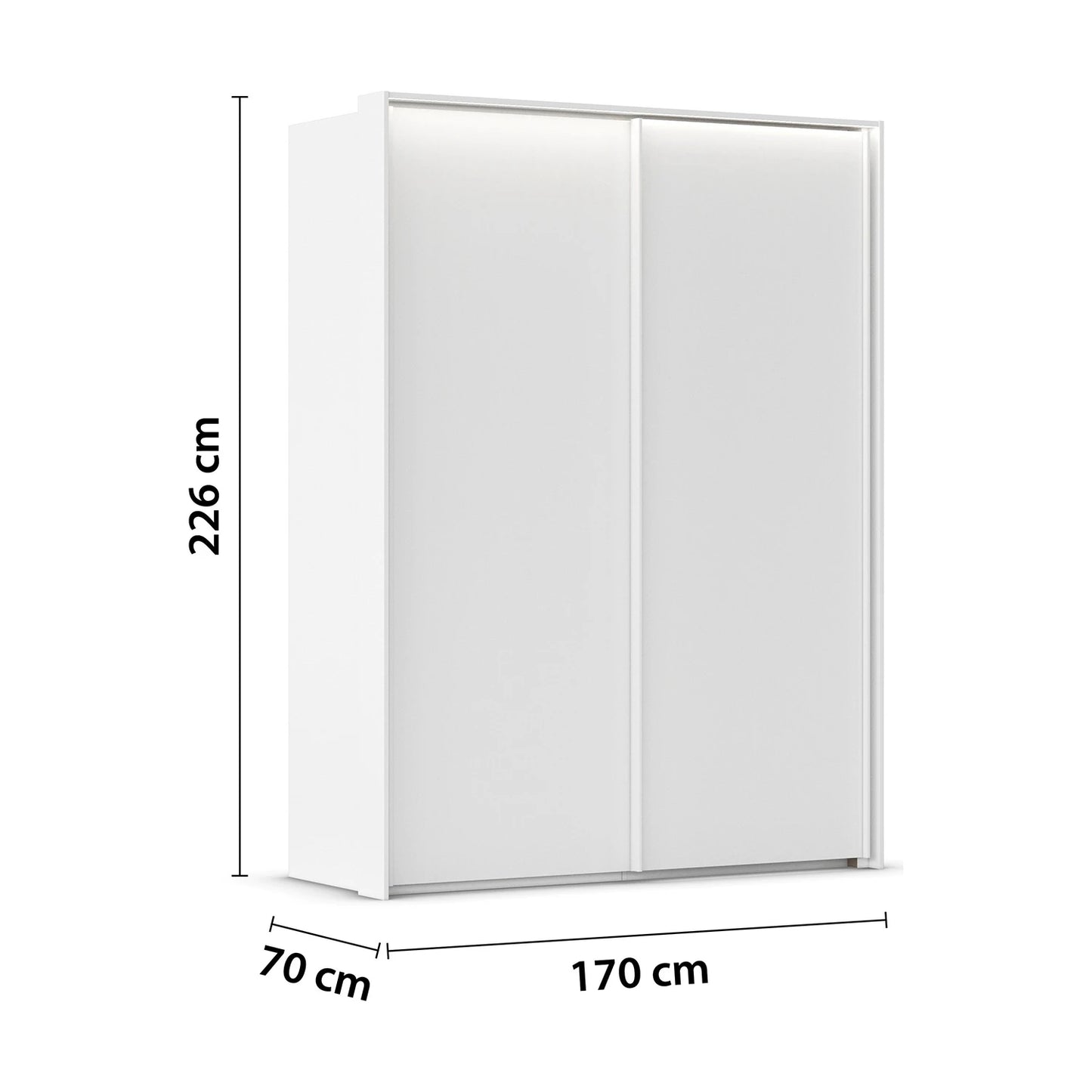 Rauch Taro 2 Door Sliding Wardrobe 160cm in Alpine White with Dimensions