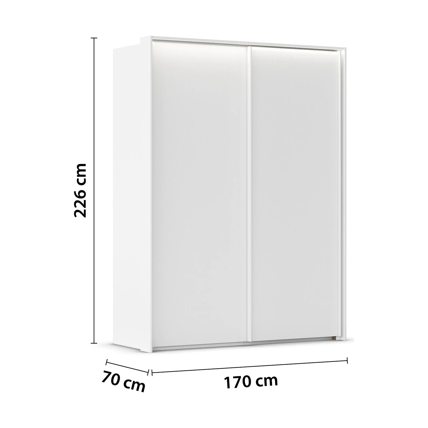Rauch Taro 2 Door Sliding Wardrobe 160cm in Alpine White with Dimensions