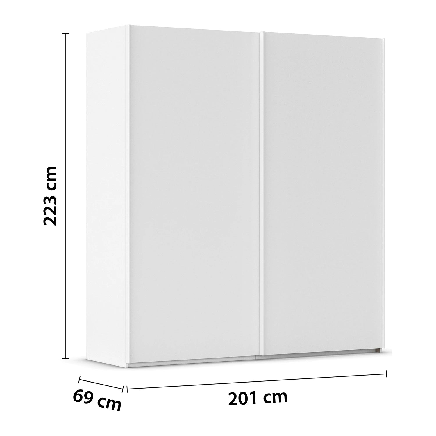 Rauch Taro 2 Door Sliding Wardrobe 200cm in Alpine White with Dimensions