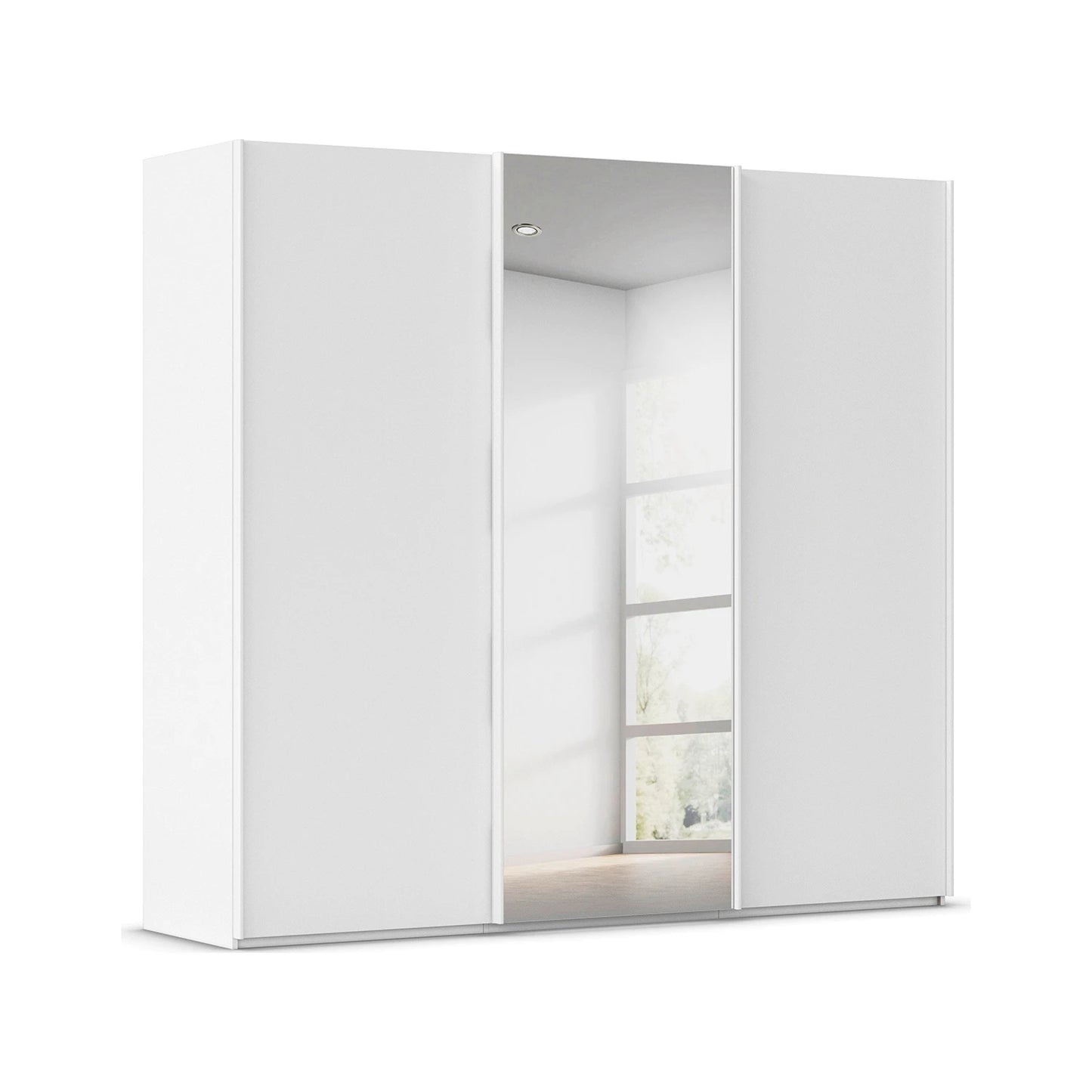 Rauch Taro 3 Door Sliding Wardrobe in Alpine White with central mirror door
