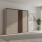 Rauch Tegra Fusion Fango Glass and Walnut Oak Large 2 Door Sliding  Wardrobe 