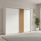 Rauch Large 2 Door Sliding White wardrobe with sliding doors featuring a wooden panel and Passepartout Frame