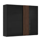Rauch Tegra Fusion Black Glass and Walnut Oak Slats Sliding Door Wardrobe