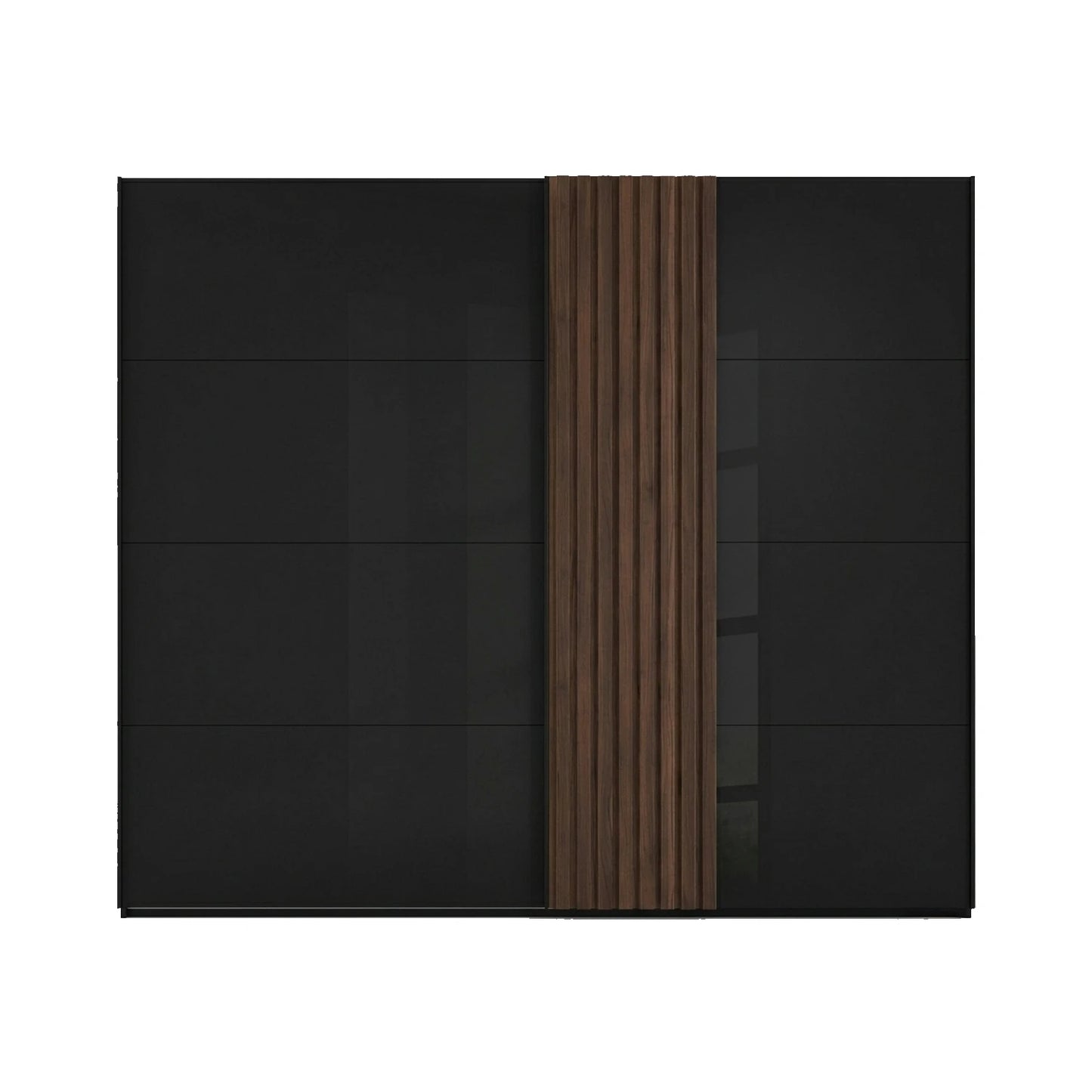Rauch Tegra Fusion Black Glass and Walnut Oak Sliding Door Wardrobe