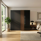 Rauch Tegra Fusion Black Glass and Walnut Oak Sliding Door Wardrobe
