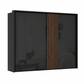 Rauch Tegra Fusion Black Glass and Walnut Oak Sliding Door Wardrobe
