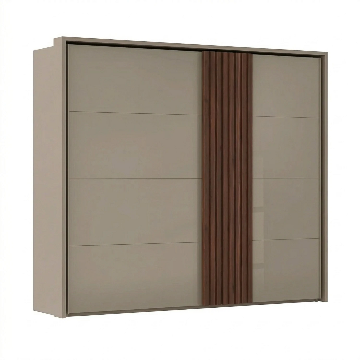 Rauch Tegra Fusion Fango Glass and Walnut Oak Sliding Door Wardrobe