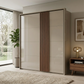 Rauch Tegra Fusion Fango Glass and Walnut Oak Sliding Door Wardrobe