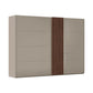 Rauch Tegra Fusion Fango Glass and Walnut Oak Sliding Door Wardrobe - Side Angle view