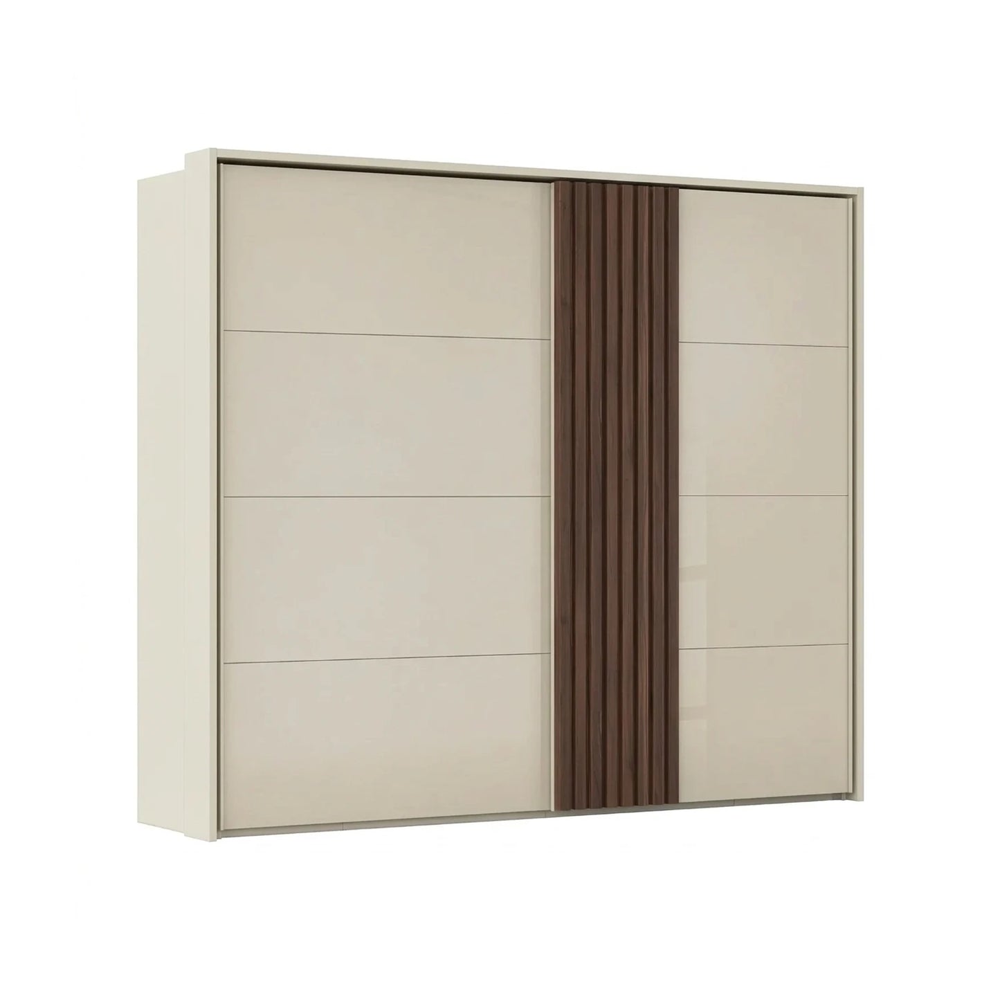 Rauch Tegra Fusion Champagne Glass and Walnut Oak Sliding Door Wardrobe
