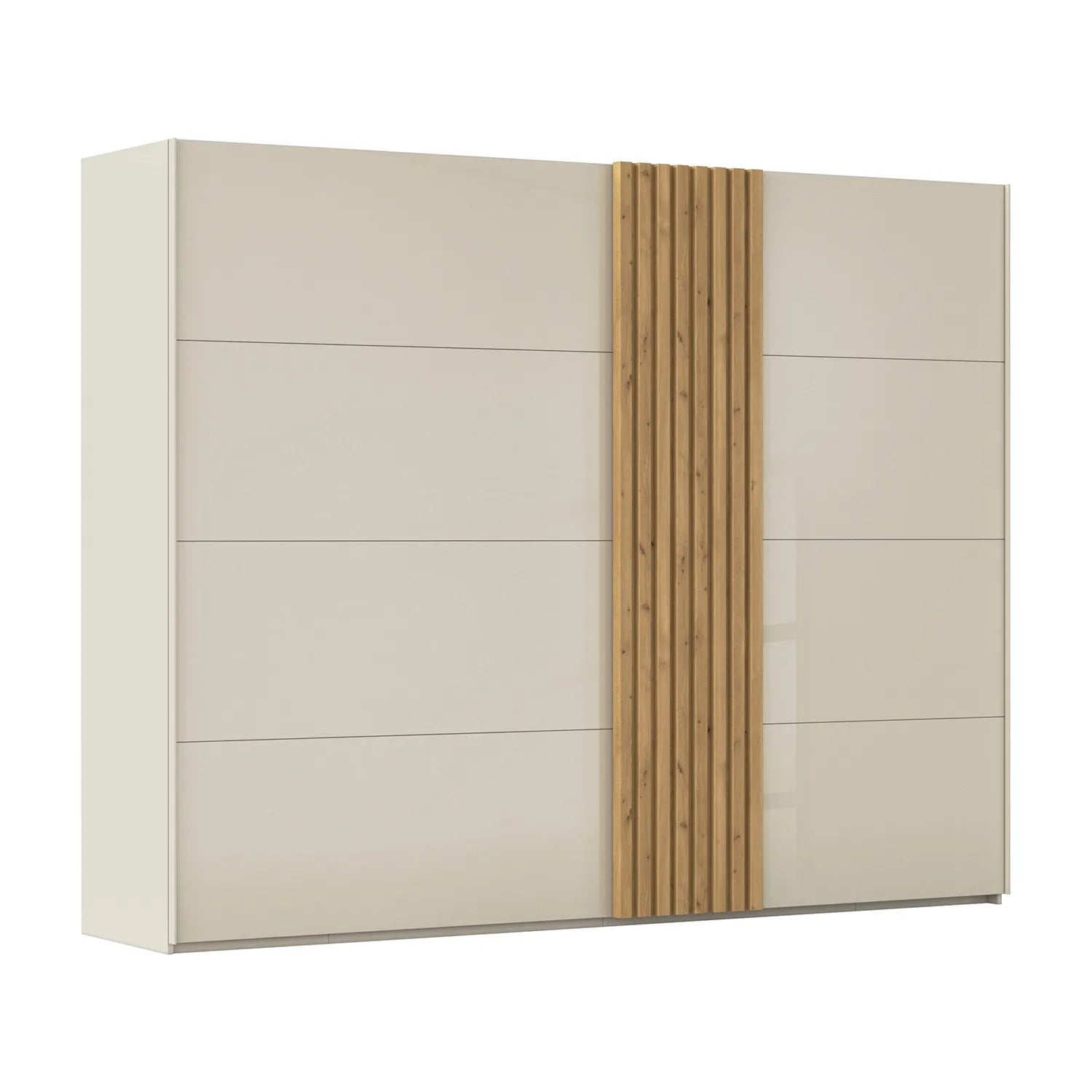 Rauch Tegra Fusion Champagne Glass and Wild Oak Sliding Door Wardrobe - Side view
