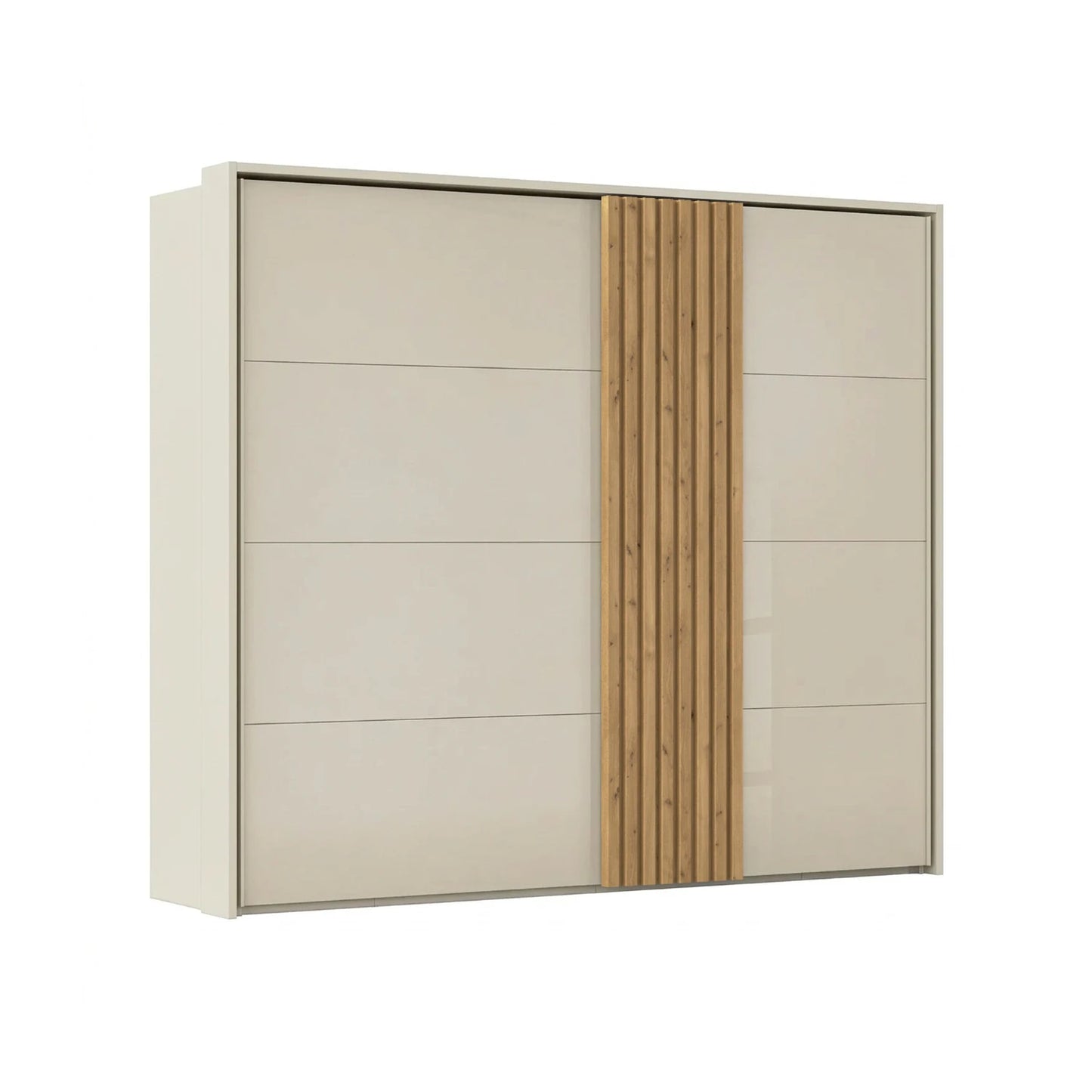 Rauch Tegra Fusion Champagne Glass and Wild Oak Sliding Door Wardrobe with Passepartout Frame