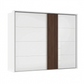 Rauch Tegra Fusion White Glass and Walnut Oak Sliding Door Wardrobe