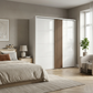 Rauch Tegra Fusion White Glass and Walnut Oak Sliding Door Wardrobe