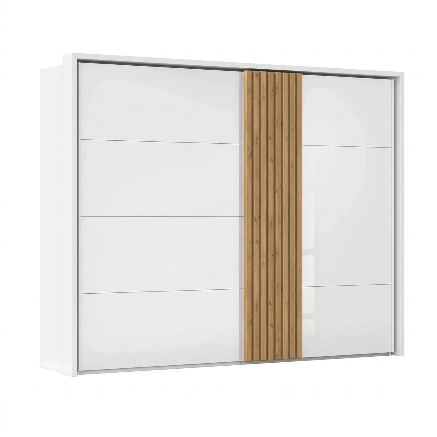 Rauch Tegra Fusion White Glass and Wild Oak Sliding Door Wardrobe