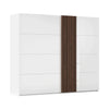 Rauch Tegra Fusion White Glass and Walnut Oak Sliding Door Wardrobe