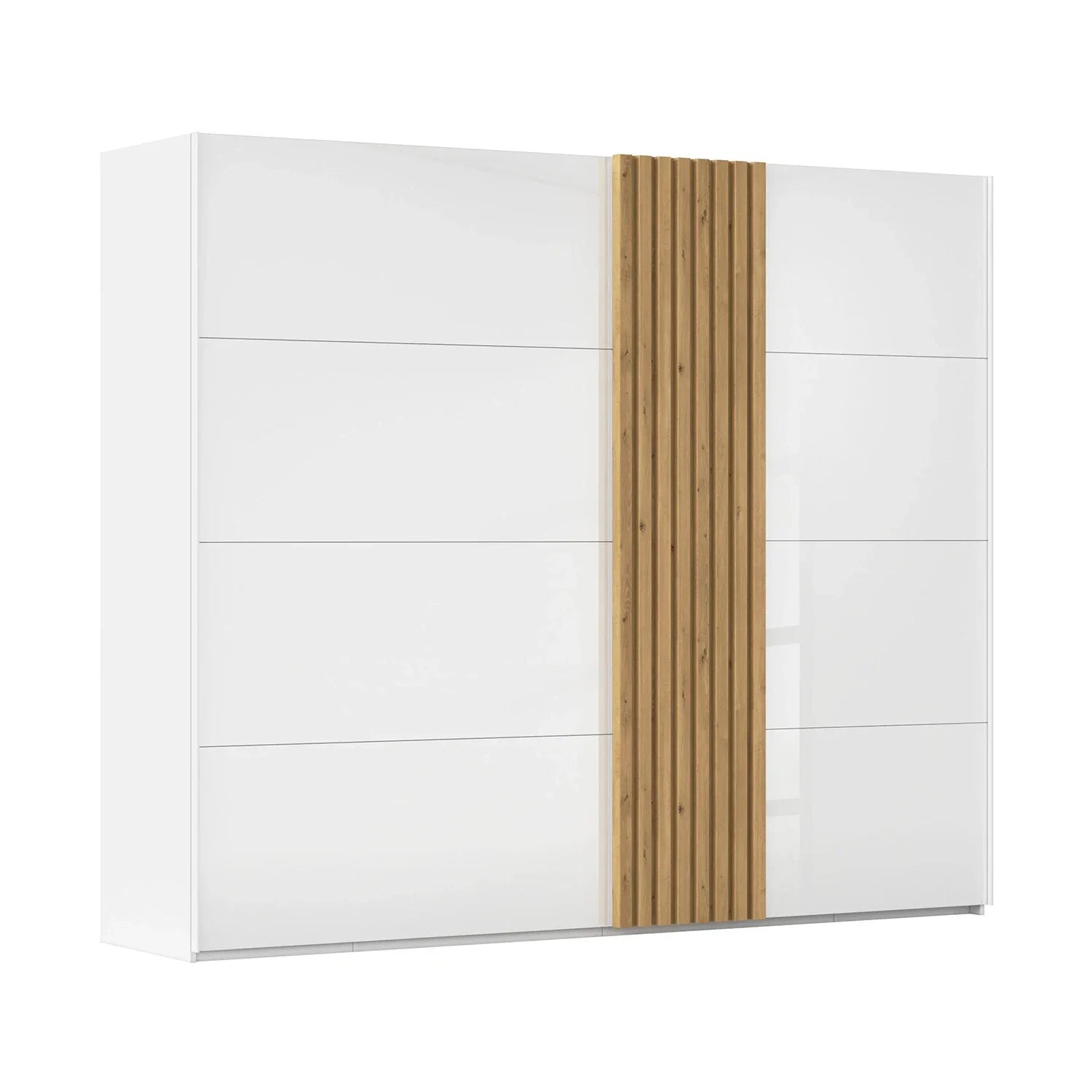Rauch Tegra Fusion White Glass and Wild Oak Sliding Door Wardrobe